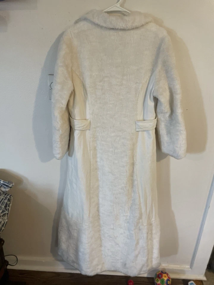 美丽复古 20 世纪 70 年代 Woops A Daisy 人造毛皮大衣女式小号/中号 — 第 3/4 张图片