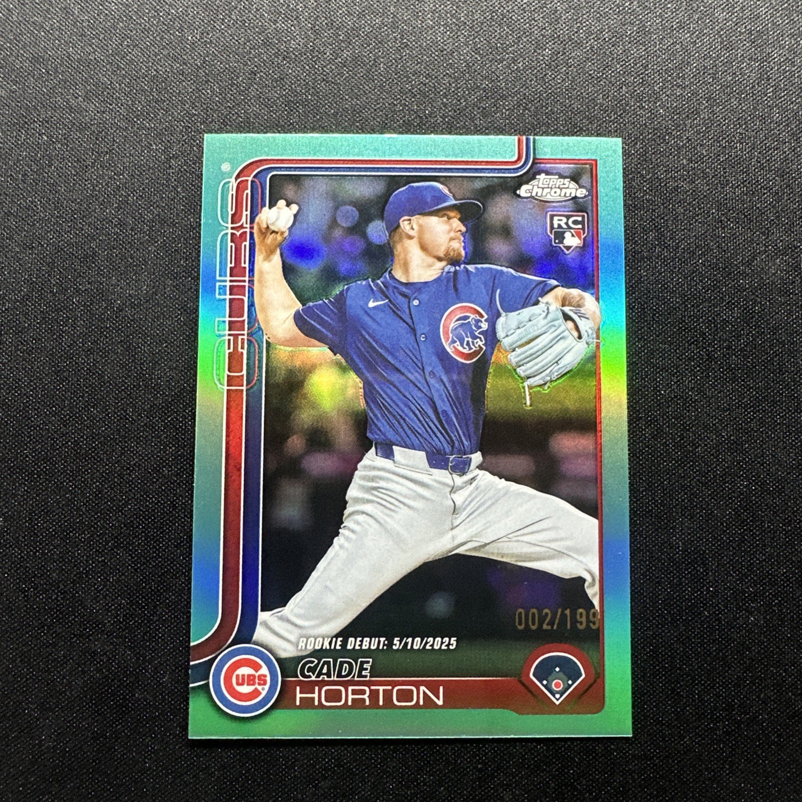 CADE HORTON 2025 TOPPS CHROME UPDATE ROOKIE DEBUT AQUA RC /199 USC102