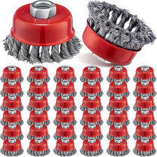36 Pcs 3 Inch Wire Wheel Cup Brush with 5/8"-11 Threaded Arbor for 4 1/2 Angle G