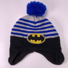 Batman Youth Pom Beanie Cap Fitted One Size Hat