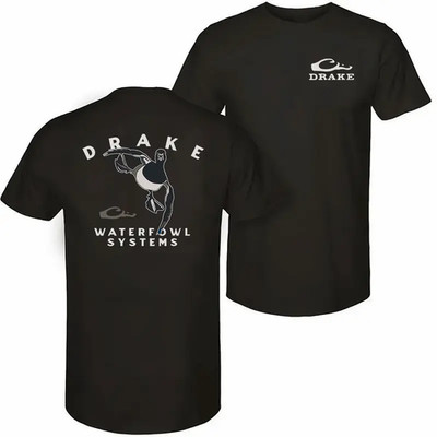 Drake Waterfowl Systems T-Shirt Duck Hunting Graphic Outdoor Black Tee