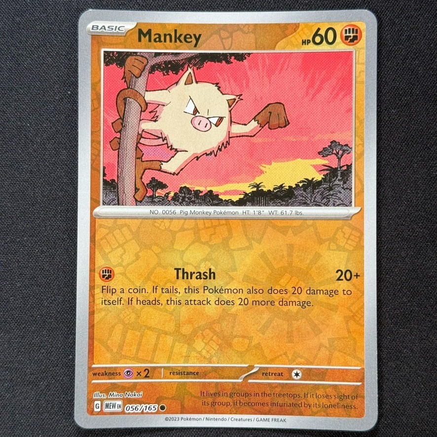 Mankey 56/165 Reverse Holo Common SV: Pokemon 151 Pokemon TCG