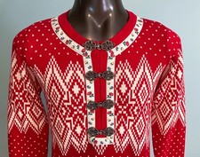    NWT Hanna Andersson Sz 140 US 10 Sweater Dress Fair Isle Red Holiday Twin 2