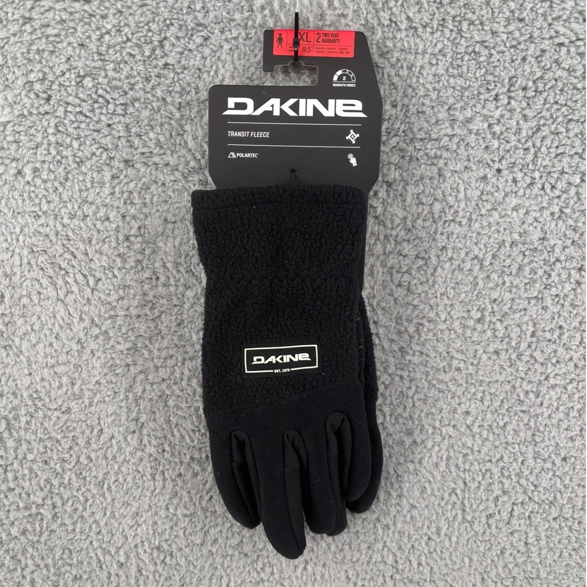 DAKINE Transit Fleece Black Polartec Winter Gloves Men's Sz XL NEW