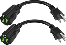 Power Extension Cord 0.5Ft/6Inch(2 Pack), Short 3 Prong Electric Extension Cable