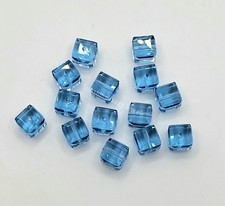 6pc Swarovski Crystal Aquamarine 6mm Cube 5601 Beads; Faceted Square