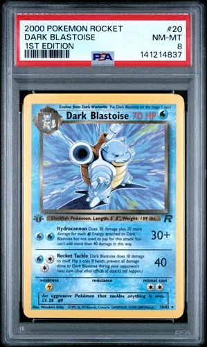 2000 POKEMON ROCKET 1ST EDITION #20 DARK BLASTOISE PSA 8