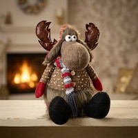 Elch 30Cm (33Cm) Hirsch Sitzend Dekofigur Rentier Weihnachtdekoration Rot