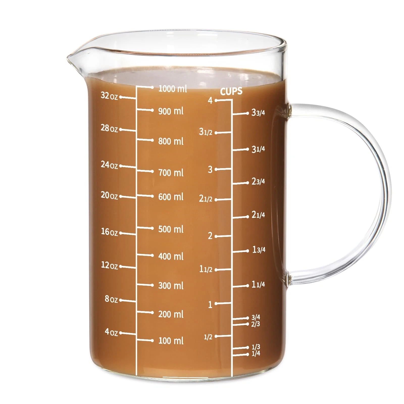 Glass Measuring Cup, [Insulated handle, V-Shaped Spout], High Borosilicate Gl...