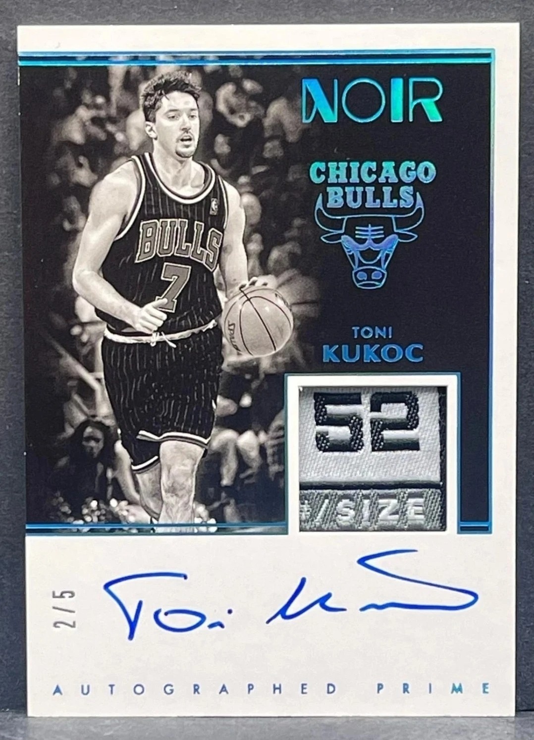 2019-20 Panini Noir - Toni Kukoc - Autographed Prime Game-Used Tag Patch AUTO /5