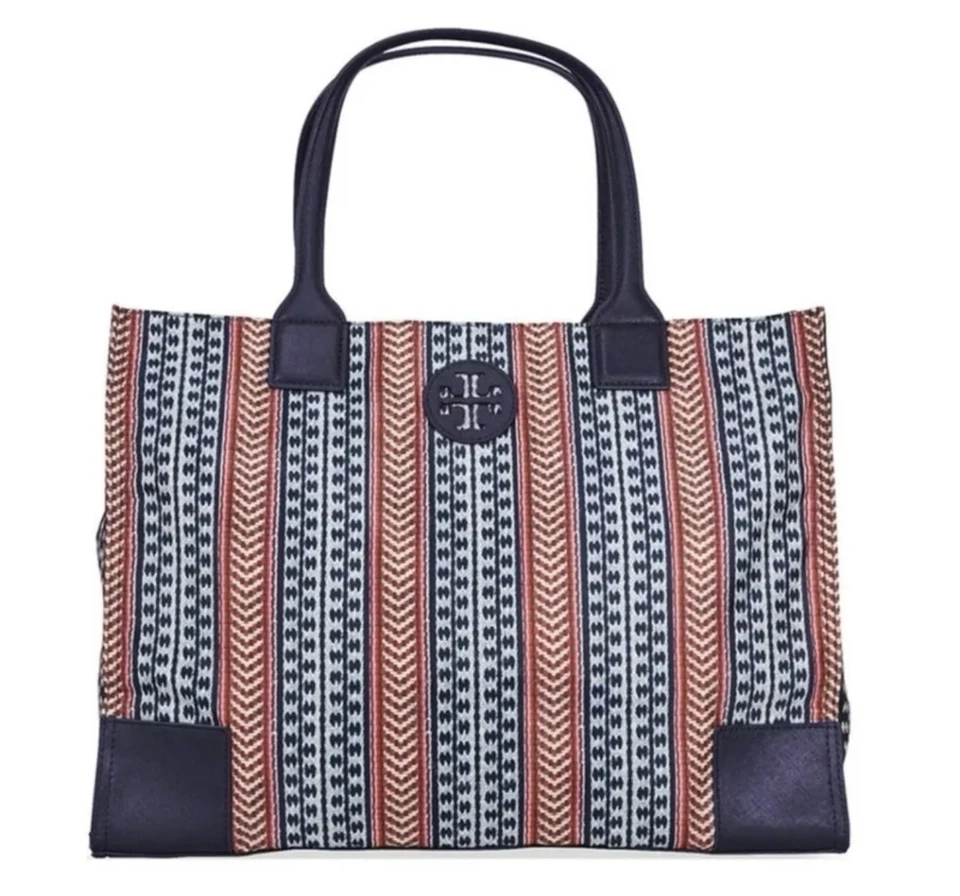 Authentic Tory Burch Ella Pattern Printed Packable shoulder Tote