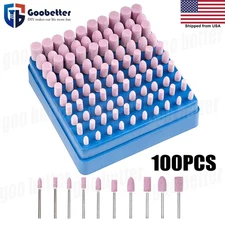 100x Abrasive Stone Point Grinding Mounted Bit Set For Dremel Drill Rotary Tool