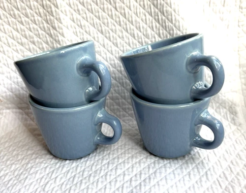 4 Homer Laughlin Blue Restaurant Ware Coffee Cups - Mid Century