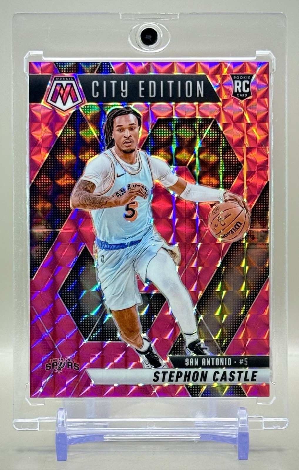 Stephon Castle 2024-25 Panini Mosaic #290 City Edition PINK Mosaic Prizm #/175
