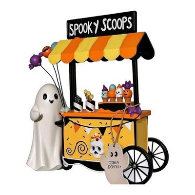 Resin Halloween Ice Cream Cart Figurine Festive Table Decor for Parties