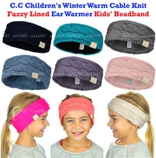 New! C.C Children's Kids' Winter Warm Cable Knit Fuzzy Lined Ear Warmer Headband