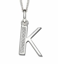 Image of Initial K Necklace Sterling Silver With Chain Alphabet Letter