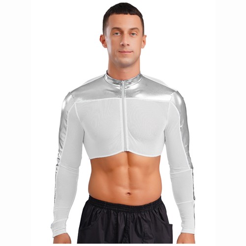 Men Undershirt See Through Shirts Metallic Tops Party Top Long Sleeves Clubwear - Bild 46 von 74