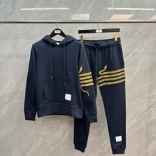 Thom Browne Men/women's Embroidered Casual Sweatpants Hoodie Sweater Sports Suit