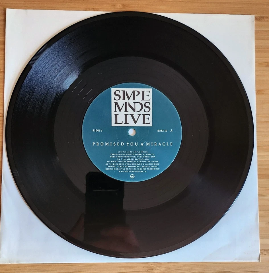 Simple Minds Promised You A Miracle Live 10” Vinyl NM! Poster Included - Image 2 of 4