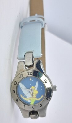 Disney Tinker Bell Round Silver Analog Watch Blue Leather Band Women\'s Tinker Bell Disney Watches & Timepieces (1968-Now) for sale  main image 4