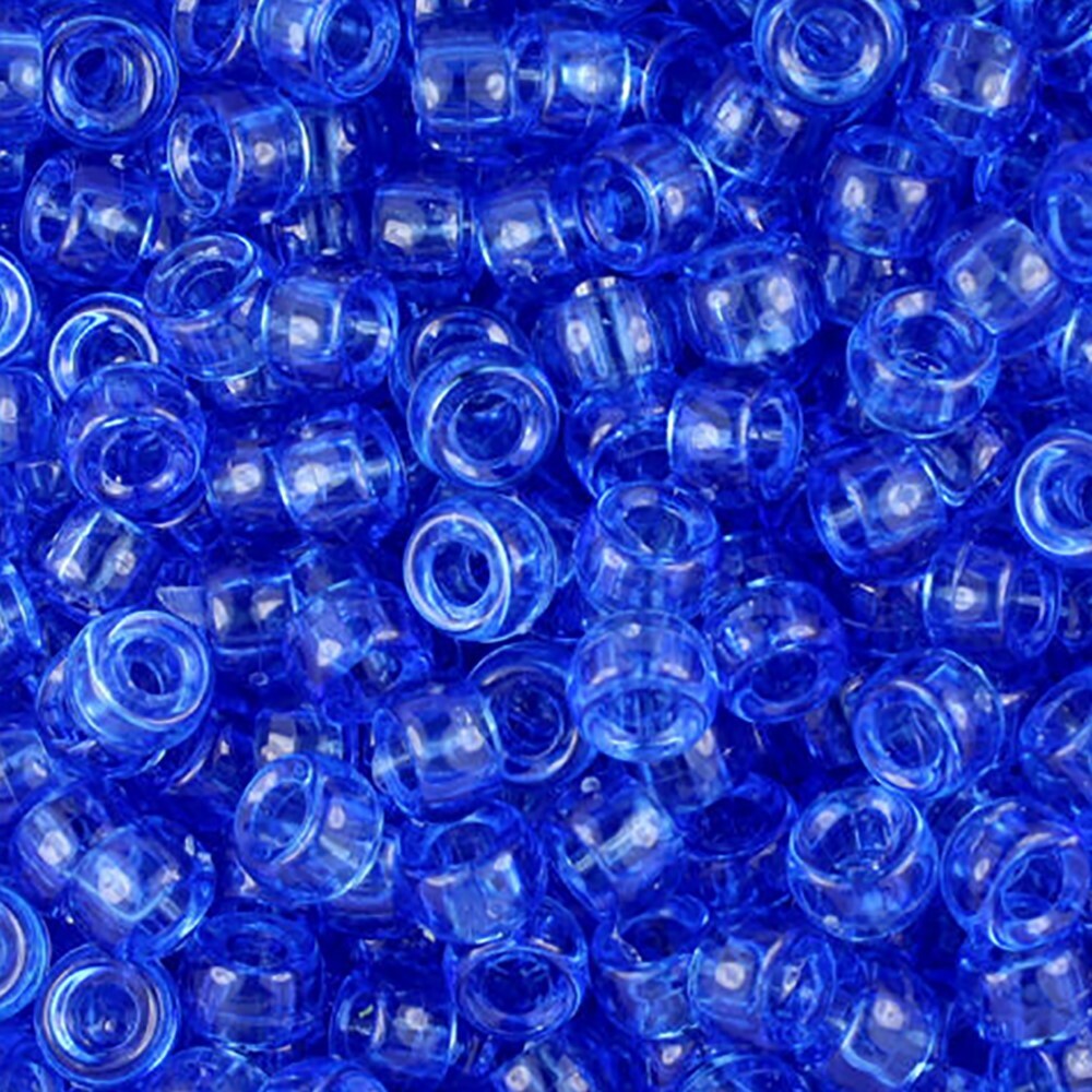 Pony Beads Blue Transparent Large Hole Beads Made in USA