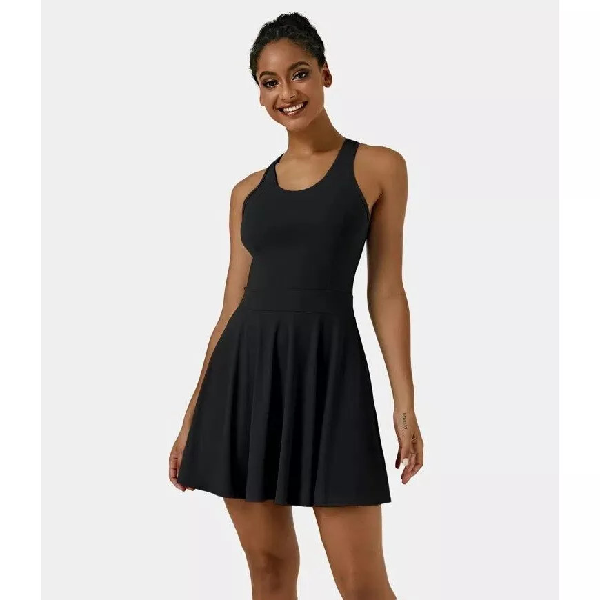 Halara Everyday Backless Activity Dress-New Classic-No Liner Shorts Black S