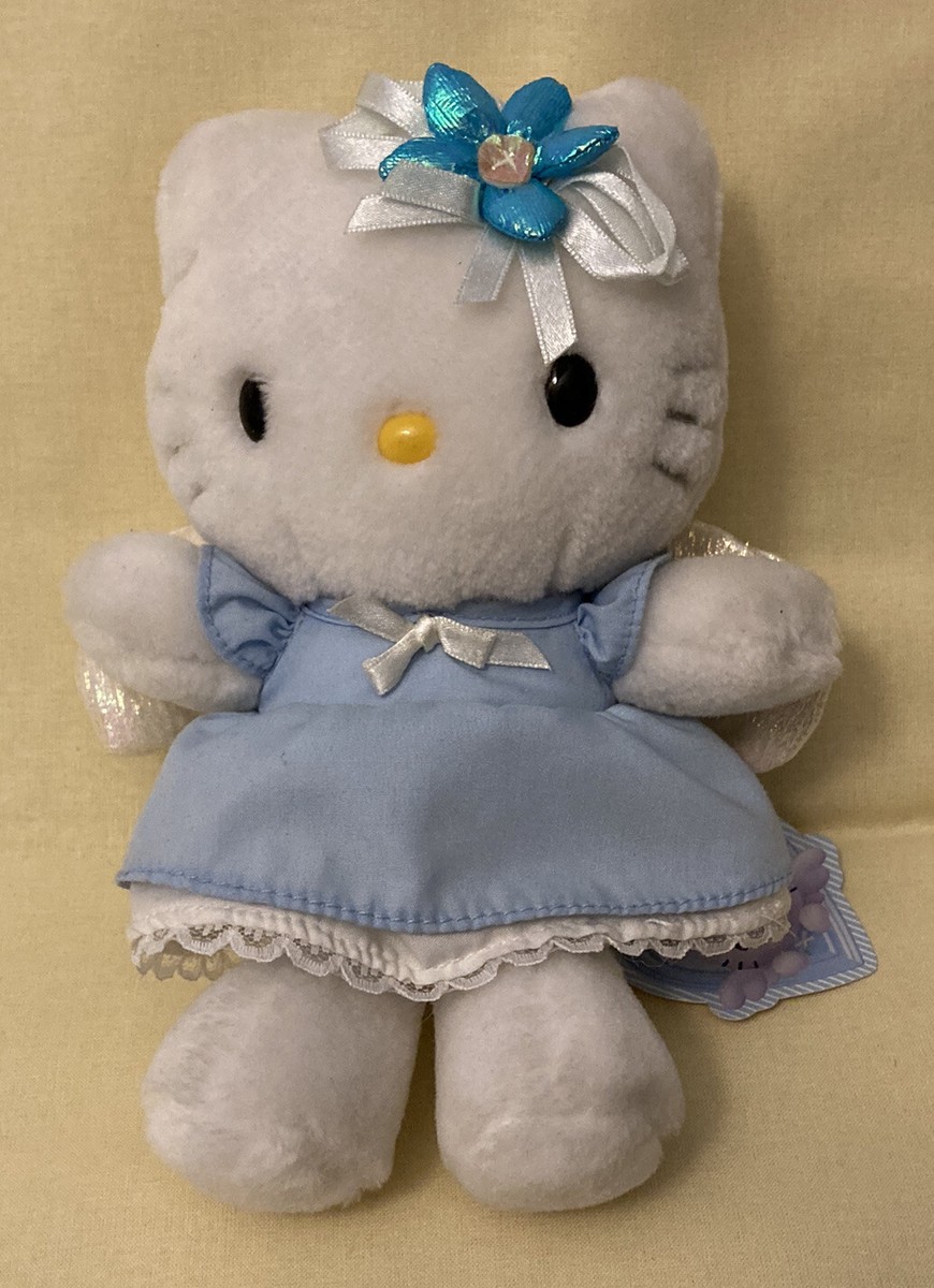 サンリオ キティ 2001 Vintage 2001 Sanrio Smiles Hello Kitty Blue Angel Flower Stuffed