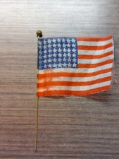 Mini Silk 48 Star American Flag Doll House Train Set - Metal Pin Pole