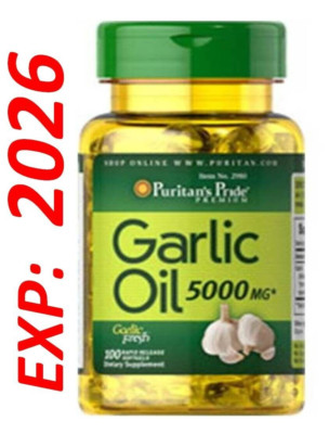 Garlic Oil 5000mg 100 Softgels Cholesterol Cardiovascular Health Expiration 2026