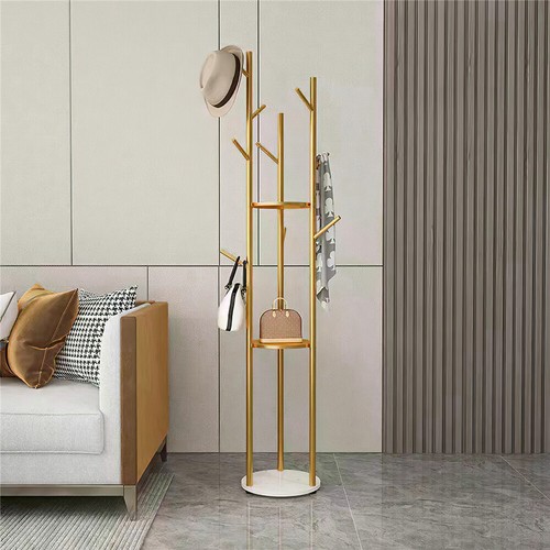 Metal Coat Rack Freestanding Coat Tree Clothes Rack Stand 9 Hooks w/ Marble Base - Picture 7 of 12