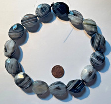 GREY/BLACK BANDED OVAL FACETED AGATE 25X19X15 MM 15 BEADS EACH BELOW WHOLESALE