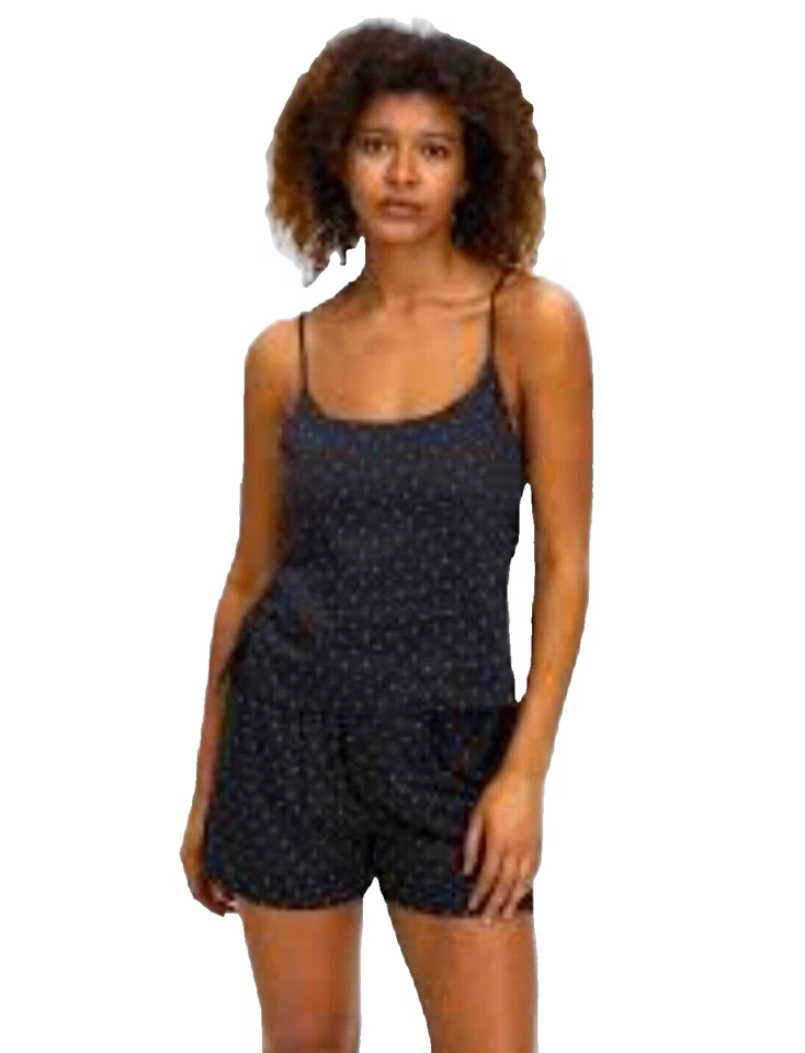 Pijama Les Girls Les Boys Cami Top Punto Tejido Negro Talla UK M Mediano 100% Algodón Foto 2 de 4