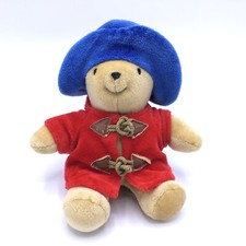 Vintage Eden Paddington Bear Plush Stuffed Vintage Red Coat Blue Hat 8"