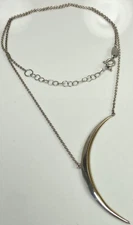 BOMA 925 STERLING SILVER GOLD ACCENT MOON PENDANT 20” NECKLACE (K638)