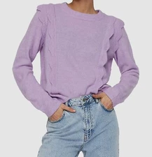 $69 Vero Moda Women's Purple Katie Scalloped Crewneck Sweater Top Size M