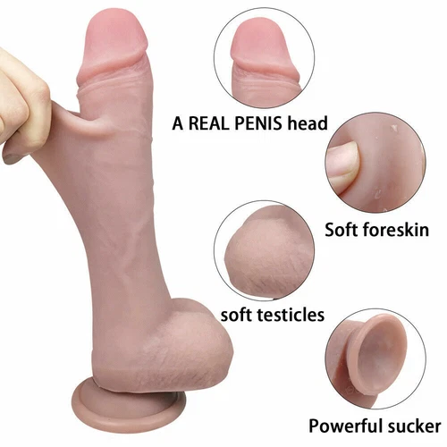 8.46" Realistic Dildo Strong Suction Cup Base Ultra Soft Skin Curved Real Penis - Picture 4 of 10