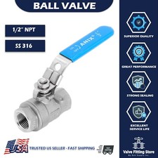 1/2" Inch Ball Valve Female NPT Stainless Steel 316 FULL PORT WOG 1000 Lockable