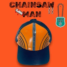 Bioworld Chainsaw Man Mens Faux Leather Snapback Adjustable Hat Cap! OSFM! NEW!