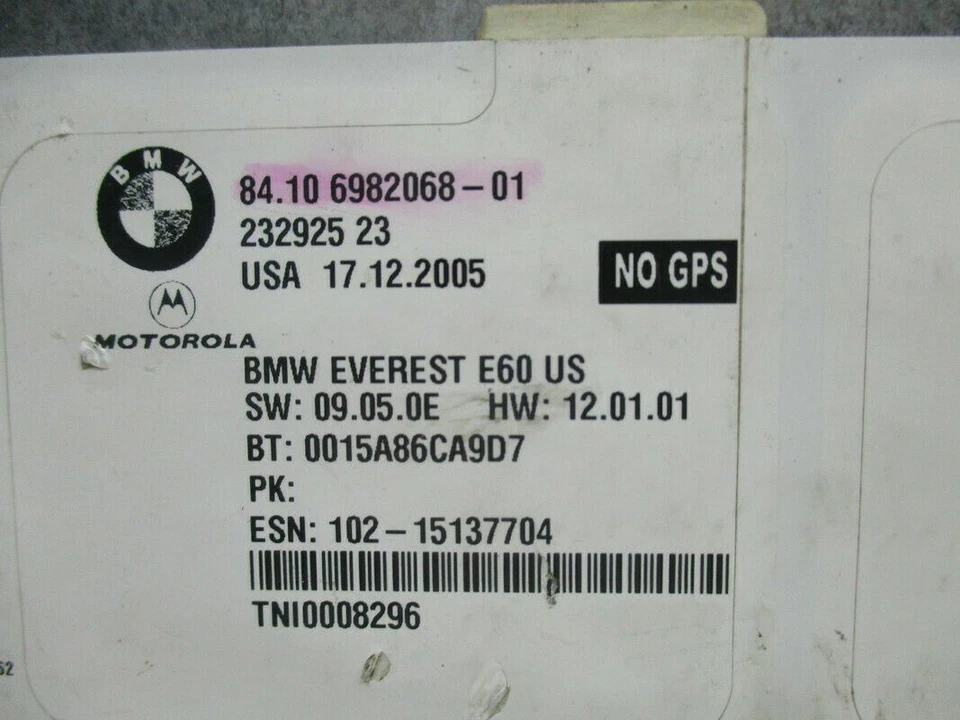 NY768-09 OEM 06-11 BMW 3 Series Telematics Motorola Bluetooth Control Module - Imagem 2 de 2