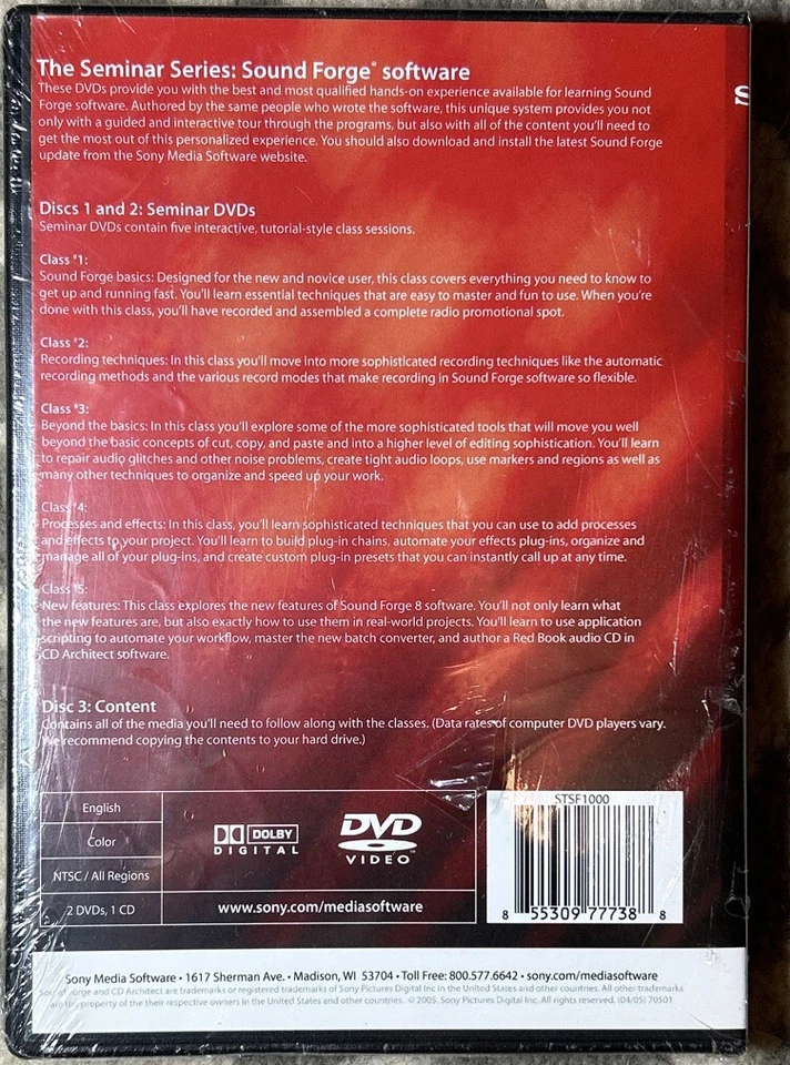 Sony Seminar Series Sound Professional Training For Sound Forge Audio Studio - Image 2 of 2