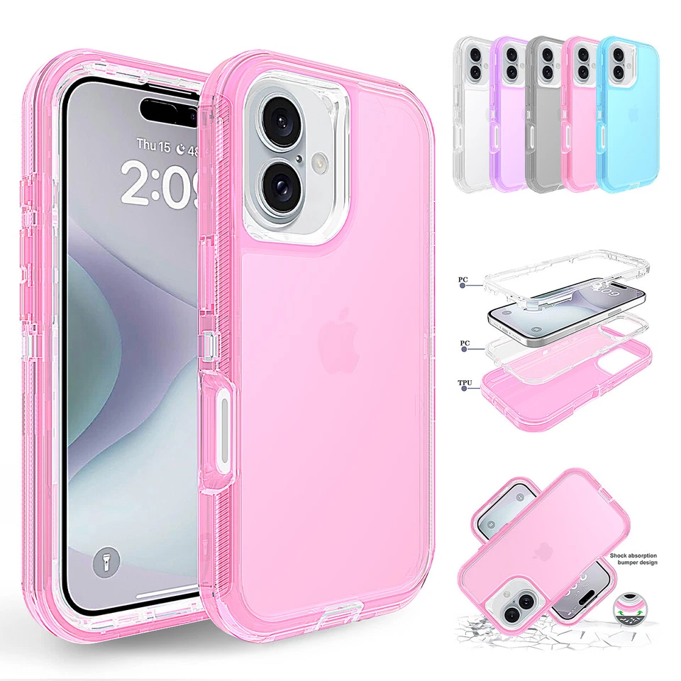 Funda transparente resistente a prueba de golpes para iPhone 17 16 15 Pro Max 14 13 12 11 Foto 3 de 4