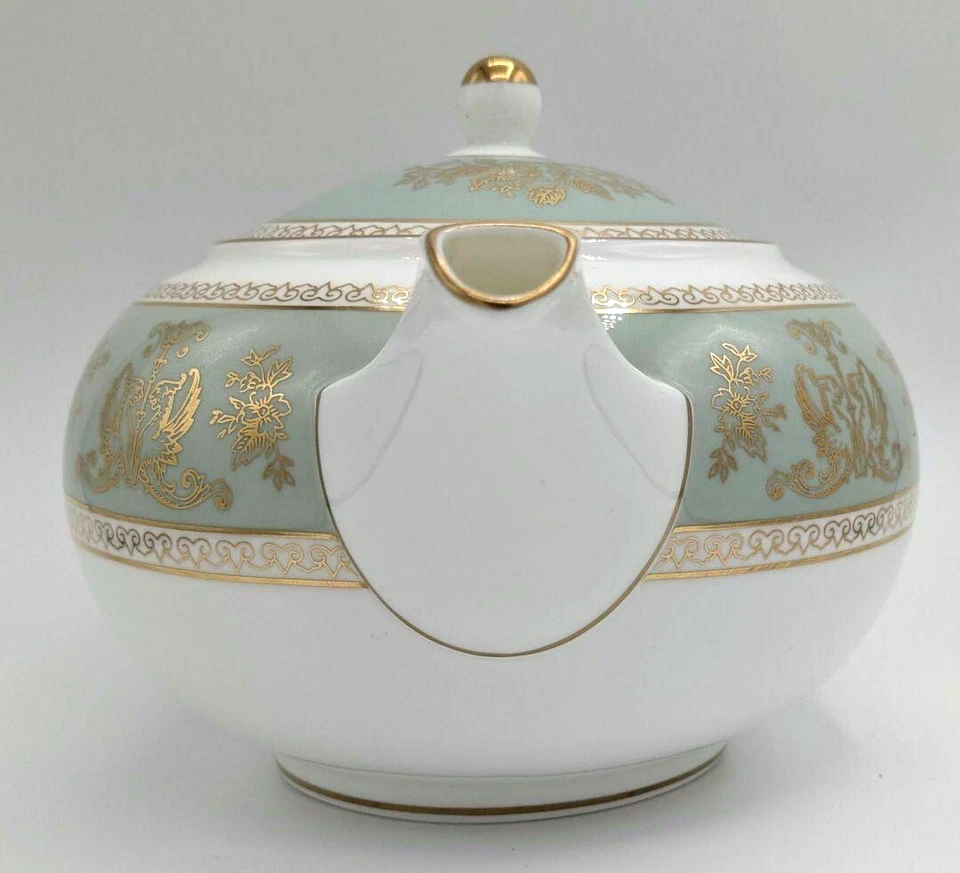 Tetera y azucarera y crema Wedgwood Columbia verde salvia sello trasero negro R4409 Foto 3 de 4