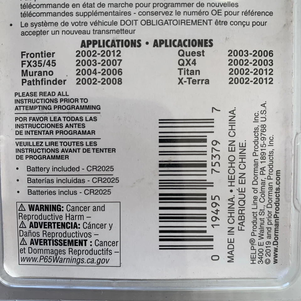 Transmisor remoto para entrada sin llave y sistema de alarma-llavero Dorman 99131 nuevo Foto 3 de 4