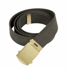 U.S MILITARY OD GREEN WEB BELT WITH BRASS BUCKLE U.S.A MADE 54" HEAVY WEB