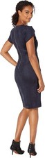 NEW CALVIN KLEIN Women's Dress 4 Navy Faux Suede Short Sleeve