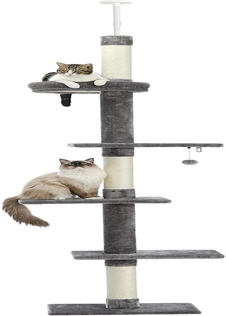 Cat Tower 5-Tier Floor To Ceiling Cat Tree Height(95-107 Inches)  Adjustable, Tal | Ebay