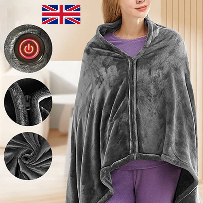 USB Electric Heated Blanket Warm Throw Wrap Poncho Blanket Heated Shawl Portable eBay