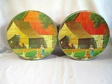 Pair of  Vintage Danish Assortment  Tins  Valley Brook Farms & Deer Park Baking 