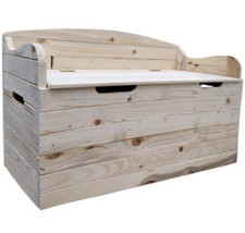 cassapanca baule con schienale legno naturale 100X40X60